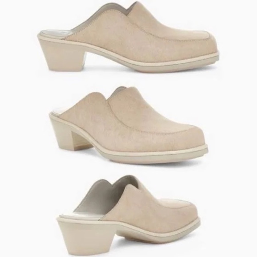 UGG x Eckhaus Latta Block Cowboy Mule cream cowhide hair